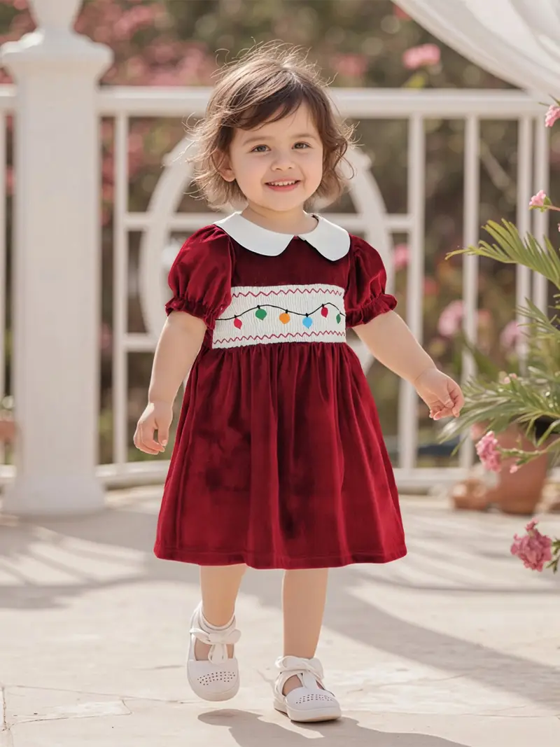 toddler girls burgundy red velvet like dress christmas - Temu toddler girls burgundy red velvet like dress christmas - Temu