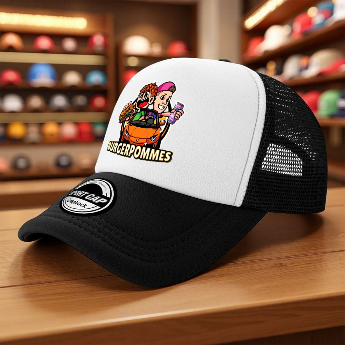 E-shop 1 Stück mit Icrimax Burgerpommes Print , hochwertiges Mesh-Gewebe, vielseitiger Stil, für Freizeitaktivitäten, Trucker Hat, Baseball Cap,