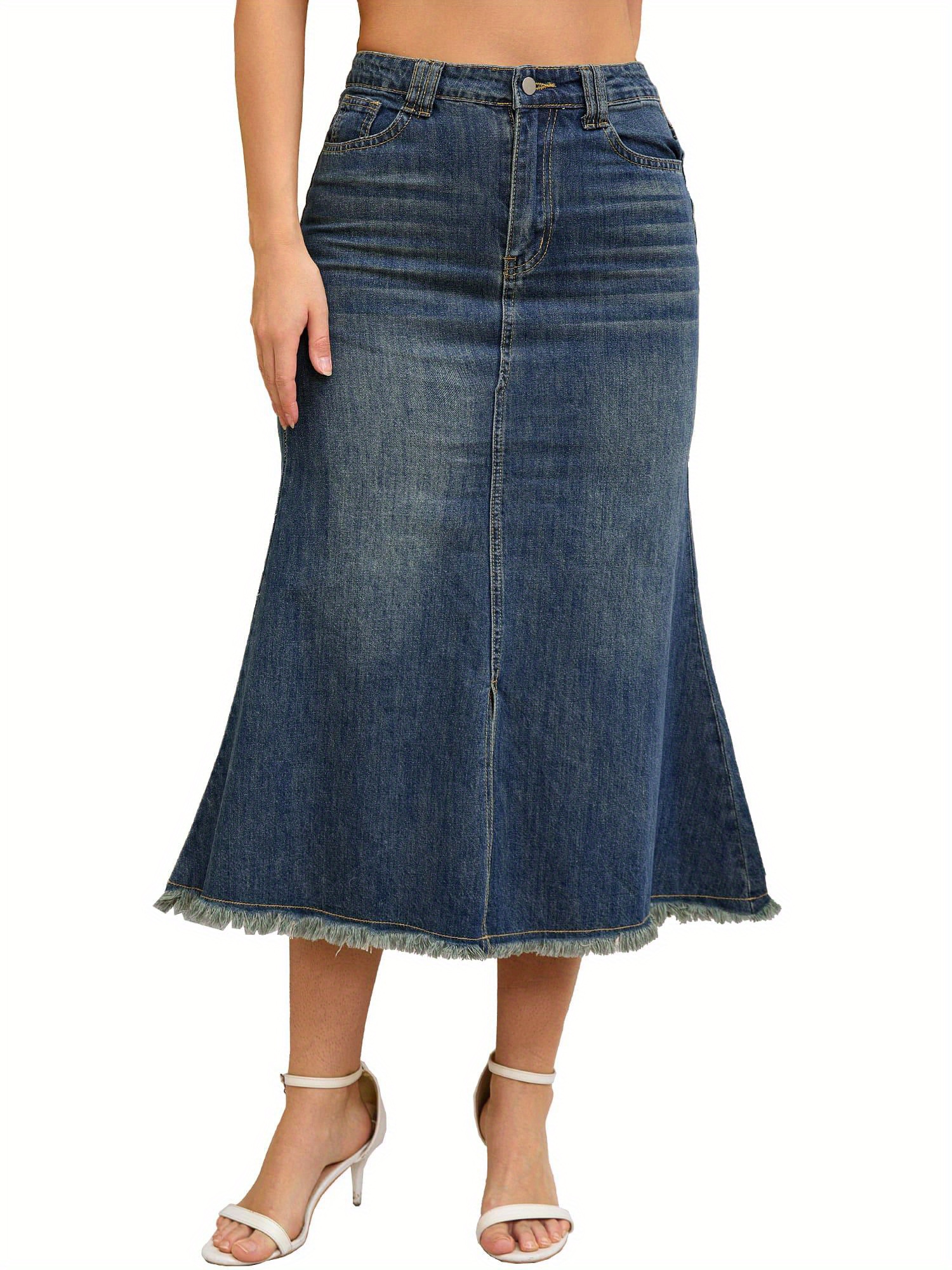 denim skirt long sold on Temu United States