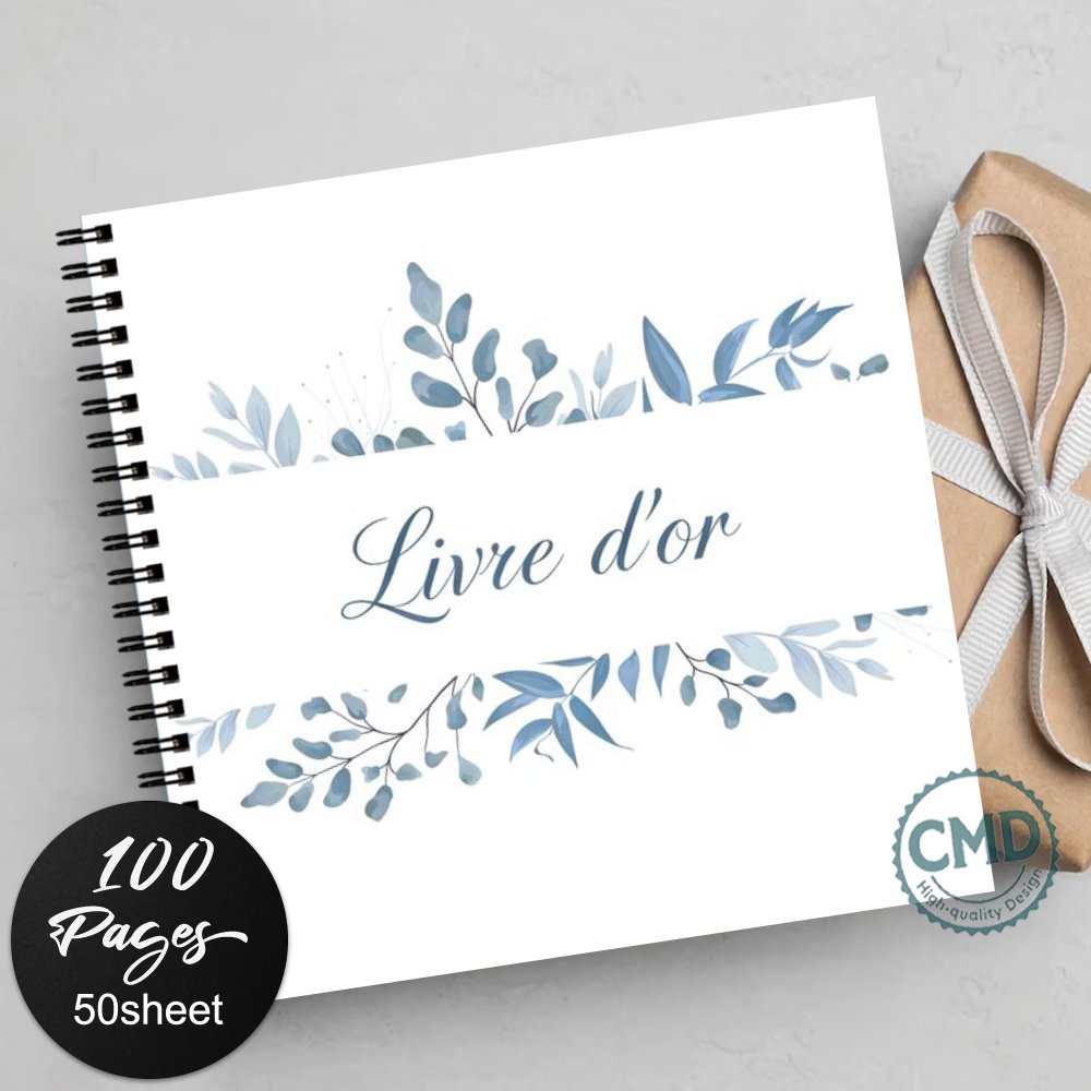 TEMU 1 'or pour , fêtes prénuptiales, remises de diplômes, anniversaires avec motif floral bleu de feuilles - 'or à thème pour enregistrement