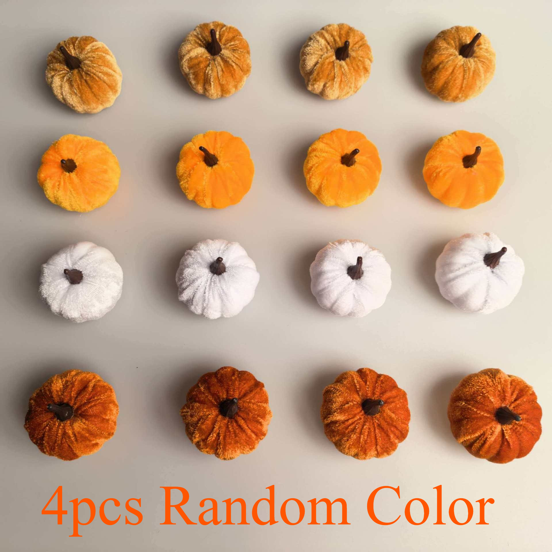 TEMU 4pcs Random Color Artificial Pumpkins, Velvet Pumpkin Decorations, Suitable For Themed Parties, Weddings, Halloween, Thanksgiving Table Settings