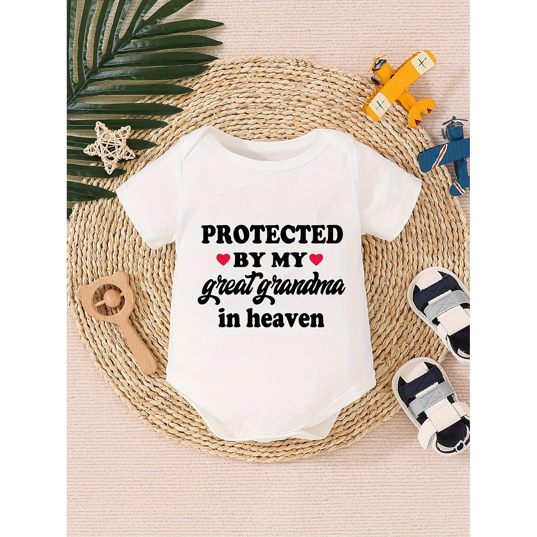 

Baby's Jumpsuit " By My Grandfather In Heaven" Print, , Newborn Boy's -piece Bodysuit, For Outdoor