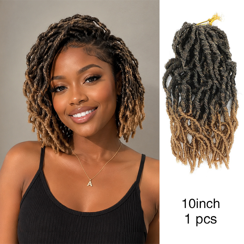 TEMU 1 Pack Short Soft Locs Crochet Hair 12 Strands 10 Inch Locs Wavy Dreadlocks Crochet Braids Distressed Dreadlock Extensions Pre-looped Crochet