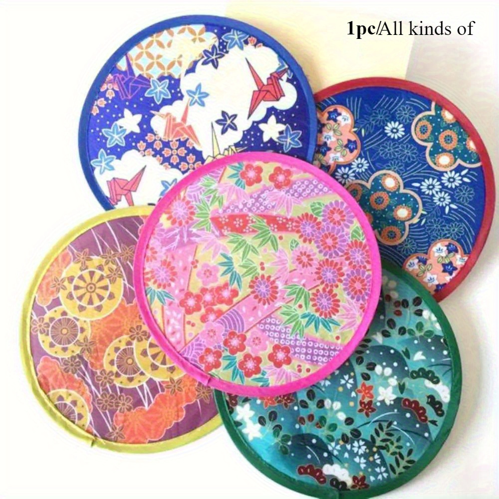 TEMU Éventail pliant de style vintage avec éventail manuel rond portable pour activités de , plages et pelouses - Design traditionnel japonais,