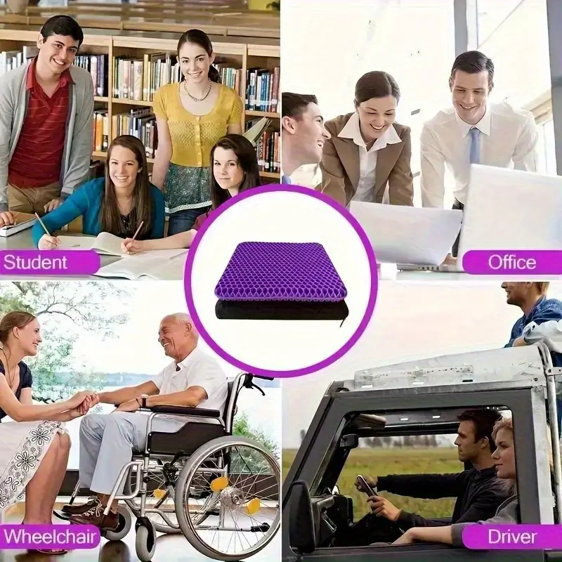 3 1pc gel cushion with non slip cover honeycomb design durable zipper closure for office home car chair use non slip cover absorbs pressure points cooling and comfortable details 9