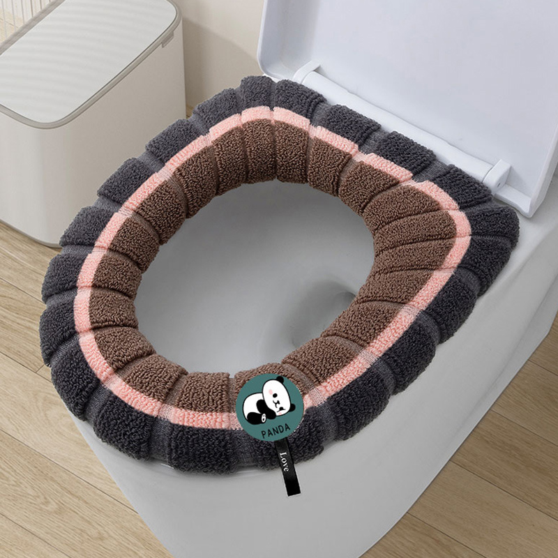 

1pc Cozy Knit Toilet Seat Cover With Handle - Soft, Washable, Microfiber Bathroom Cushion In , Winter Essential