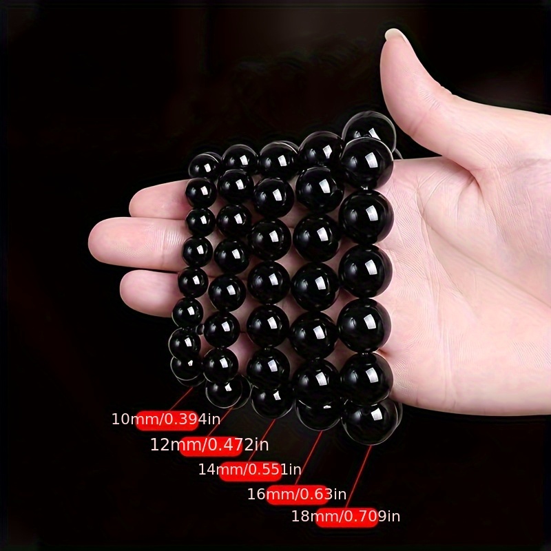 TEMU 1pc Elegant Bead Bracelet For Men And Women - Natural Stone Smooth Polished Bead Jewelry, Perfect Gift For Holidays, Mother's Day, Father's Day,