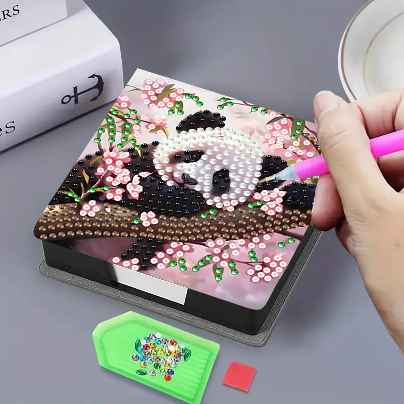 TEMU Boîte à mémos bloc-notes Panda et pour peinture diamant 5D à soi- - Bureau rond adapté et , / Fournitures, Cadeau avec motif d'art diamant