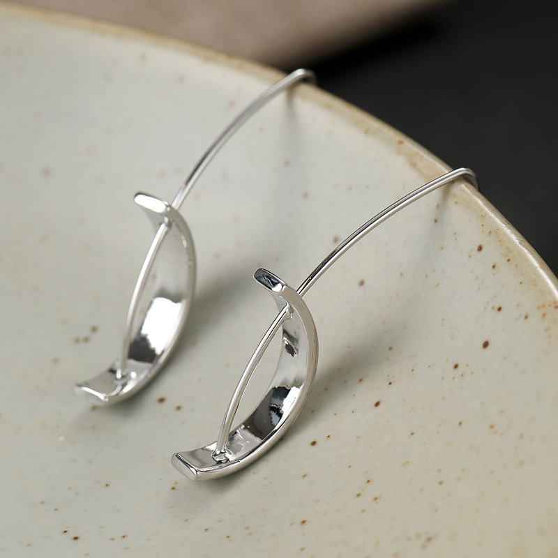 Retro Silver Long Geometric T-shaped Pendant Earrings