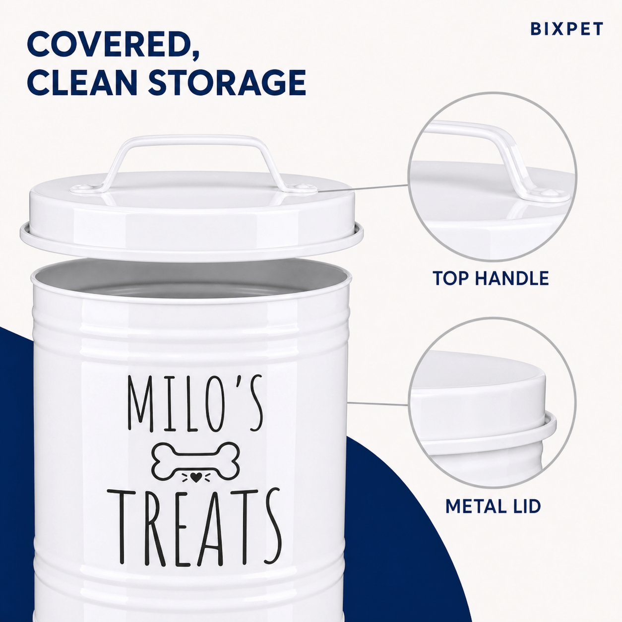 Customizable Iron Dog Food Storage Bucket with Lid