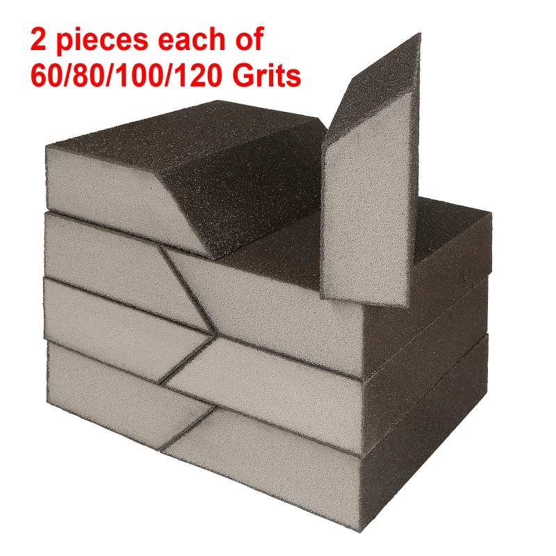 TEMU Angled Sanding Blocks, Fine Sponge Sand Block Washable And Reusable, Sandpaper Block For Wood Metal Drywall And Furniture Paint - Pack Of 8