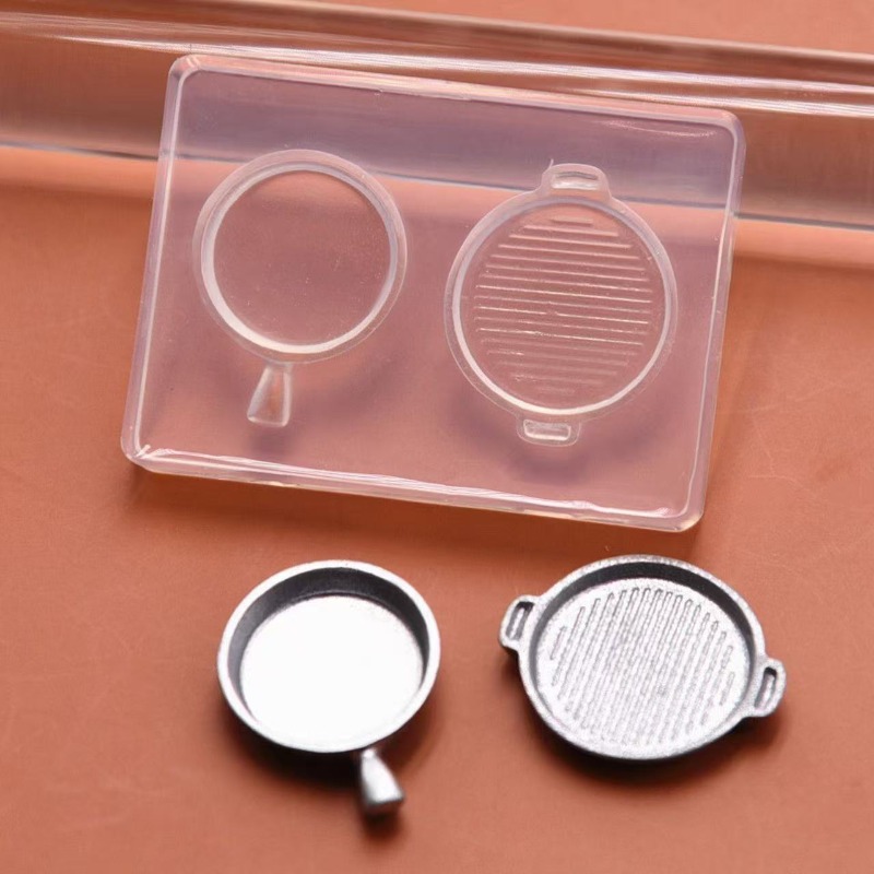 TEMU Clay Pan Frying Pan Silicone Mold Resin Uv Glue Flipping Mold Doll House Micro