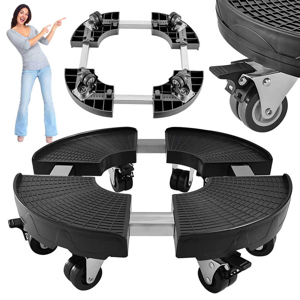 Image of 1set Retractable Flowerpot Tray Base And 360-degree Omni-directional Rotating Roller Base Are Used In Rooms