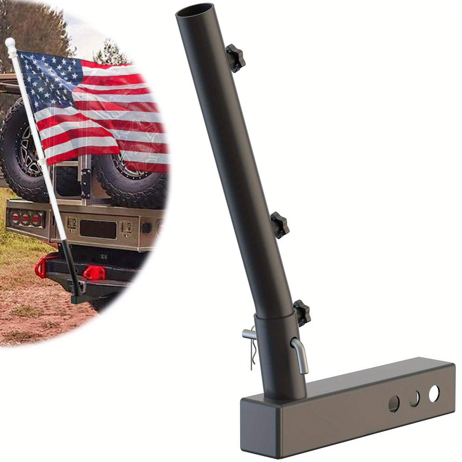 

Yeyebest 1pc Hitch Flag Pole Holder, Heavy Duty Universal 2 Inches Trailer Receivers Flagpole Bracket, , Suv, Rv, Pickup, Truck, Camper, Utv, Atv