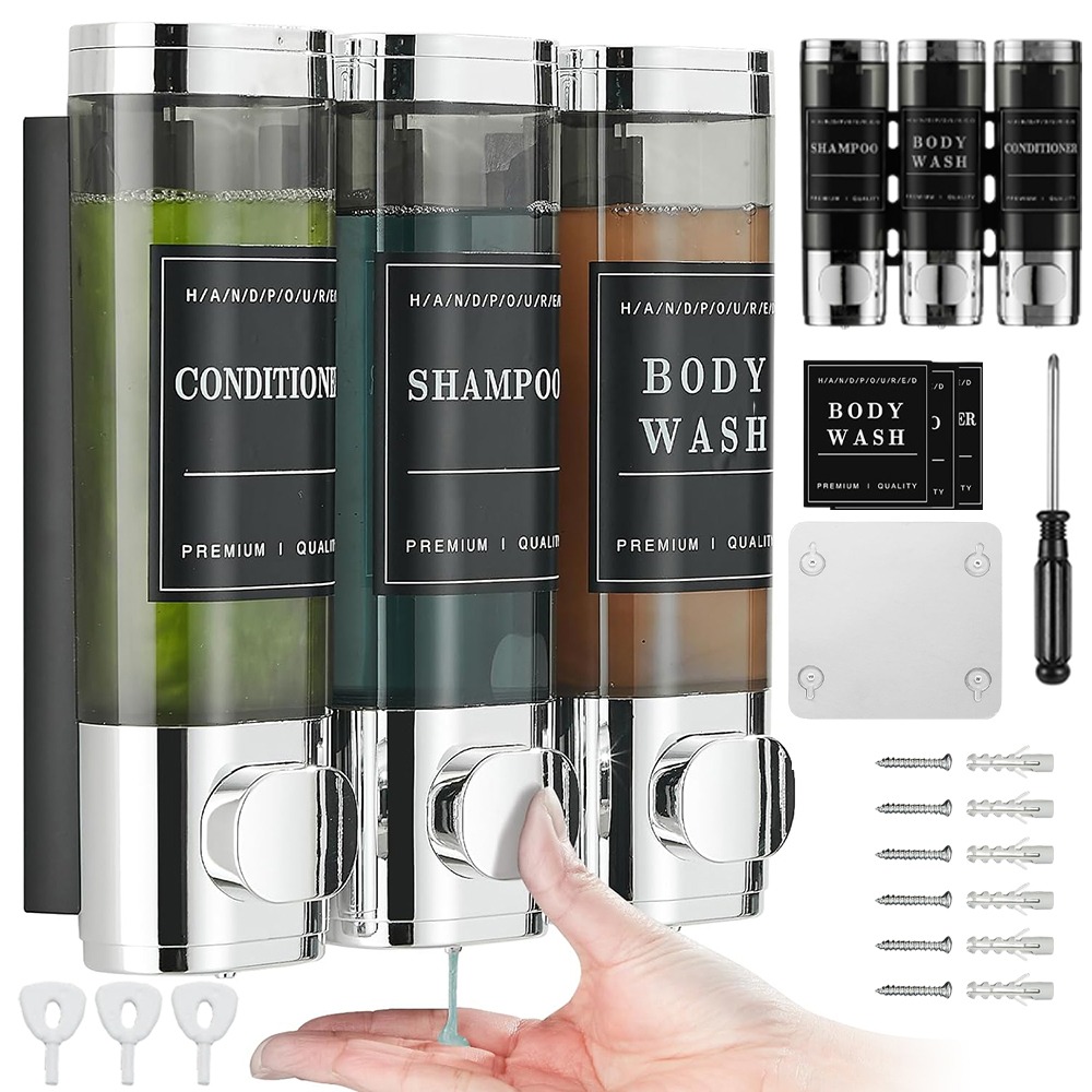 3pcs Transparent Liquid Soap Dispensers, Suitable For Use In Homes, Offices, Hotels, Shopping Malls, And