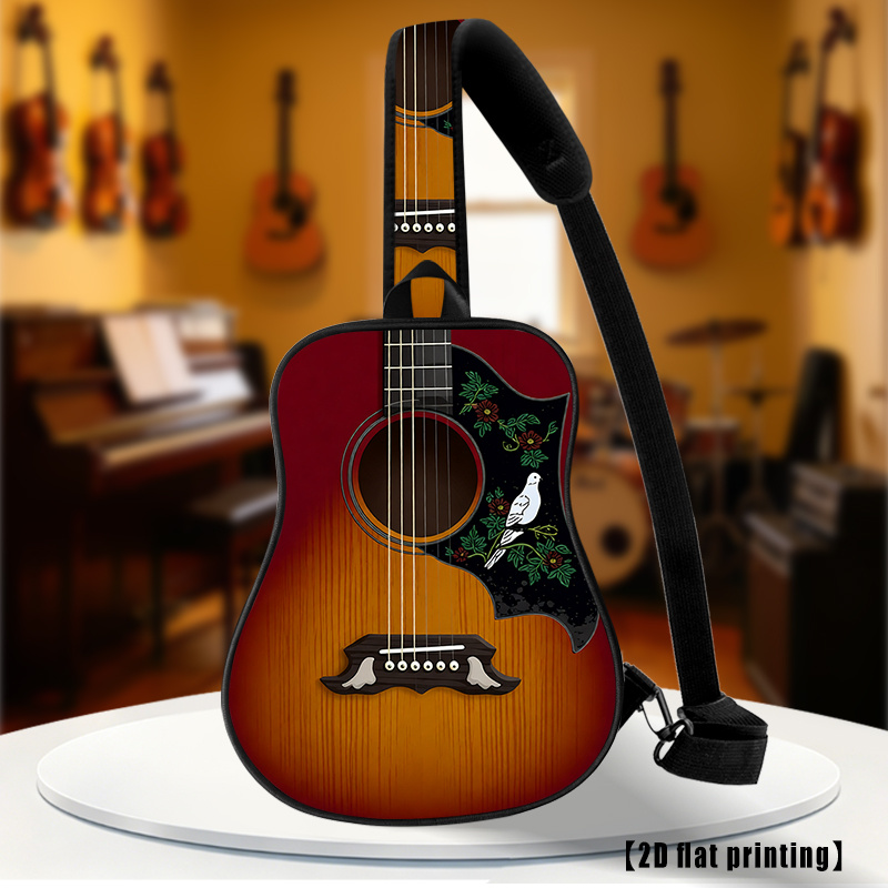 TEMU Acoustic Guitar, New Style Chest Bag, 2d Printing, Multifunctional Crossbody Bag, Outdoor Sports Chest Bag. Unisex Design, Ideal For Casual And