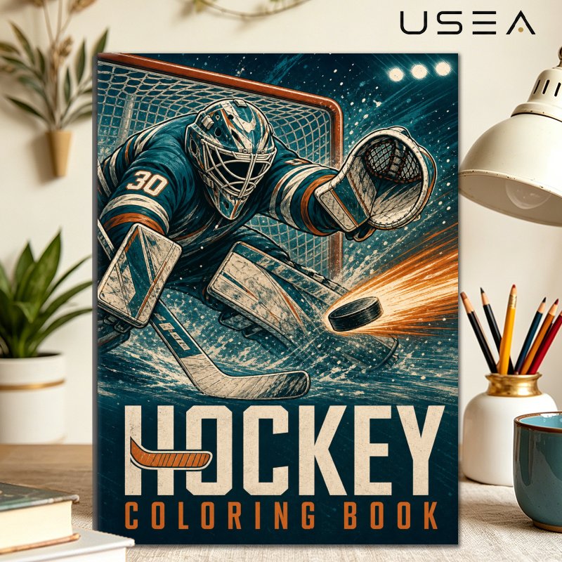 TEMU Yao Ice Hockey Coloring Book: A4 Size, Ice Hockey-themed Coloring Book, Suitable For Relaxation And Stress Relief, A Perfect Creative Gift For