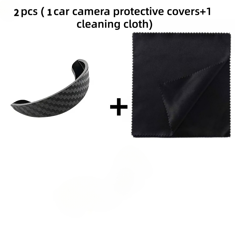 TEMU Ensemble de 2 pièces (1 cache de caméra de recul de voiture avec texture en fibre de carbone et 1 chiffon de nettoyage) Couverture de pluie pour