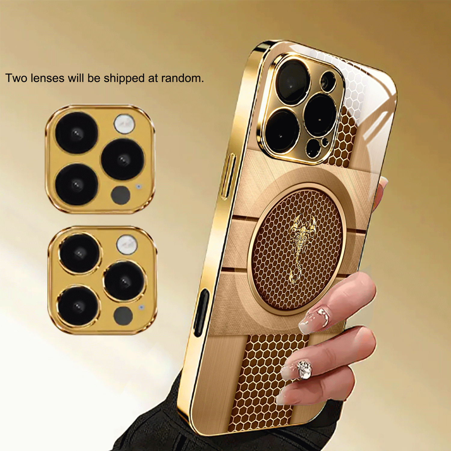 TEMU Phone Case: 2d (random Lens Frame) 1 Gold Screen Print Electroplated Gold Phone Case, Suitable For Iphone 17/17 Pro/17 Air/17 Pro Max/16/16