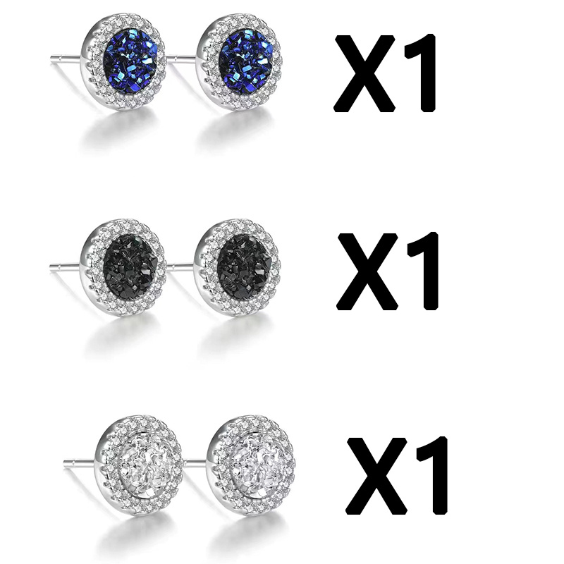 3 Pairs Street Fashion Earrings For Men, Shiny And Versatile Stud Earrings Jewelry, Gifts For Men, Suitable For Daily Wear, Party