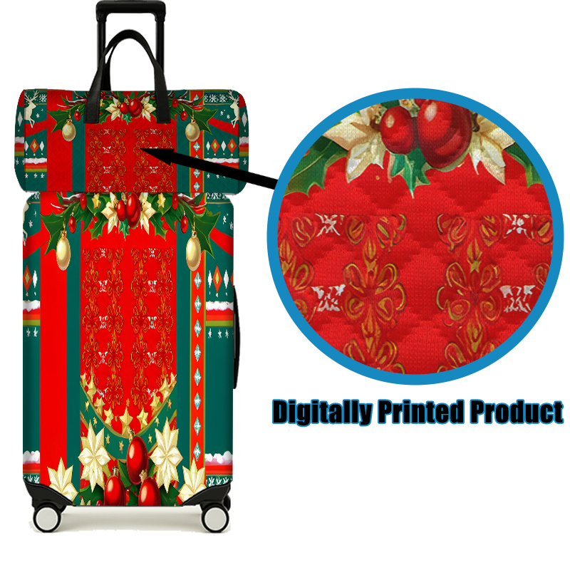 2pcs Christmas Printed Pattern Luggage Set with Travel Bag