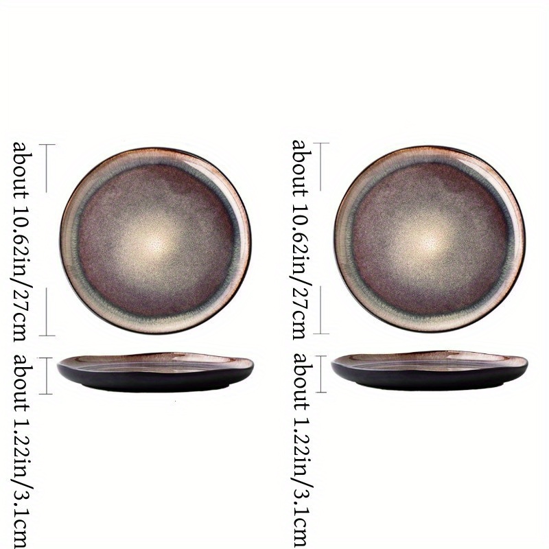 2pcs Flame Kiln Change Glaze Tableware Gradual Change Irregular Ceramic Bowl Plate Retro Porcelain Salad Plate Fruit Plate Surface Bowl Rice Bowl