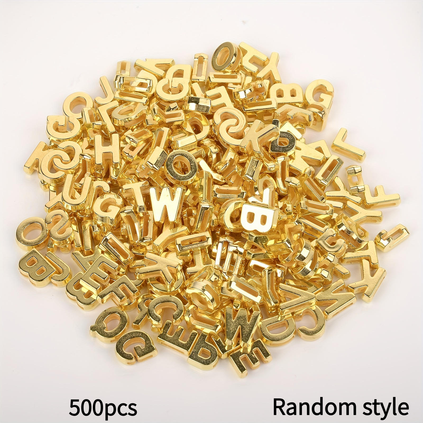 TEMU 201/500/800pz Assortimento di Perline Alfabeto in Metallica, Terminali Lucidi Elettroplaccati, Perline con Foro Grande a Forma di , Elementi per