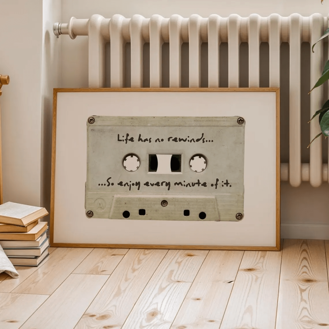 TEMU 1pc Vintage Cassette Tape Wall Art Poster - Retro Vhs-like "life " Inspirational Quote Print, Unframed Music Room Decor, 80s Nostalgia Gift For,
