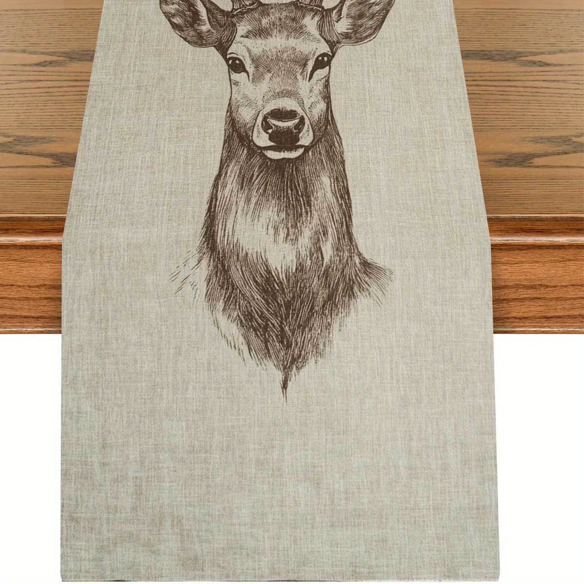 1pc, 2d Flat Printing, Nordic-style Minimalist Deer Runner, Textured Table Decoration Cloth, Modern Home Art, Adds A Warm Atmosphere, Suitable For Table Decorations. Make Meal A And Enhance Your