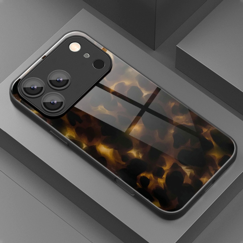 TEMU Phone Case: Leopard Print , Textured Background, Artistic Style, , Trendy, And Aesthetically . Patterned Glass Phone Case. Suitable For Iphone