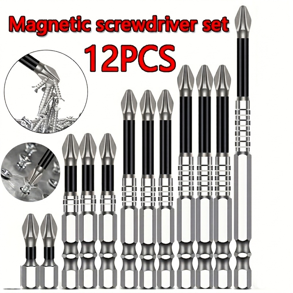 TEMU Jeu de 12 embouts de tournevis magnétiques conçus pour K5 - Embouts magnétiques durables avec pointes cruciformes (X10, X20, X30, X40) - Prêts à