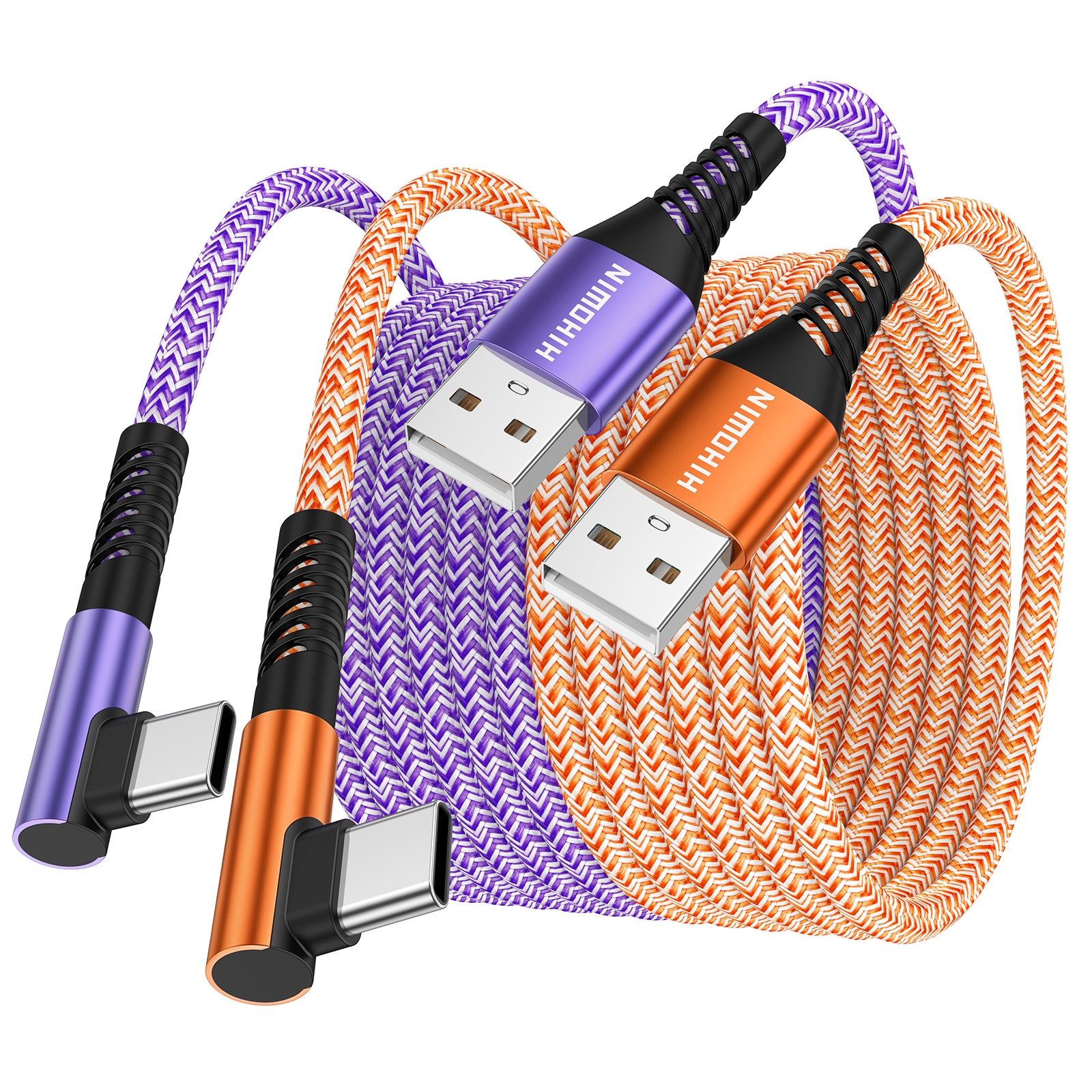TEMU 2-pack Usb A To Usb-c Cable, Right Angle Type-c Charger Fast Charging Cable For Iphone 18/17/16/15 Series, For S10-s27, For Google, Etc.