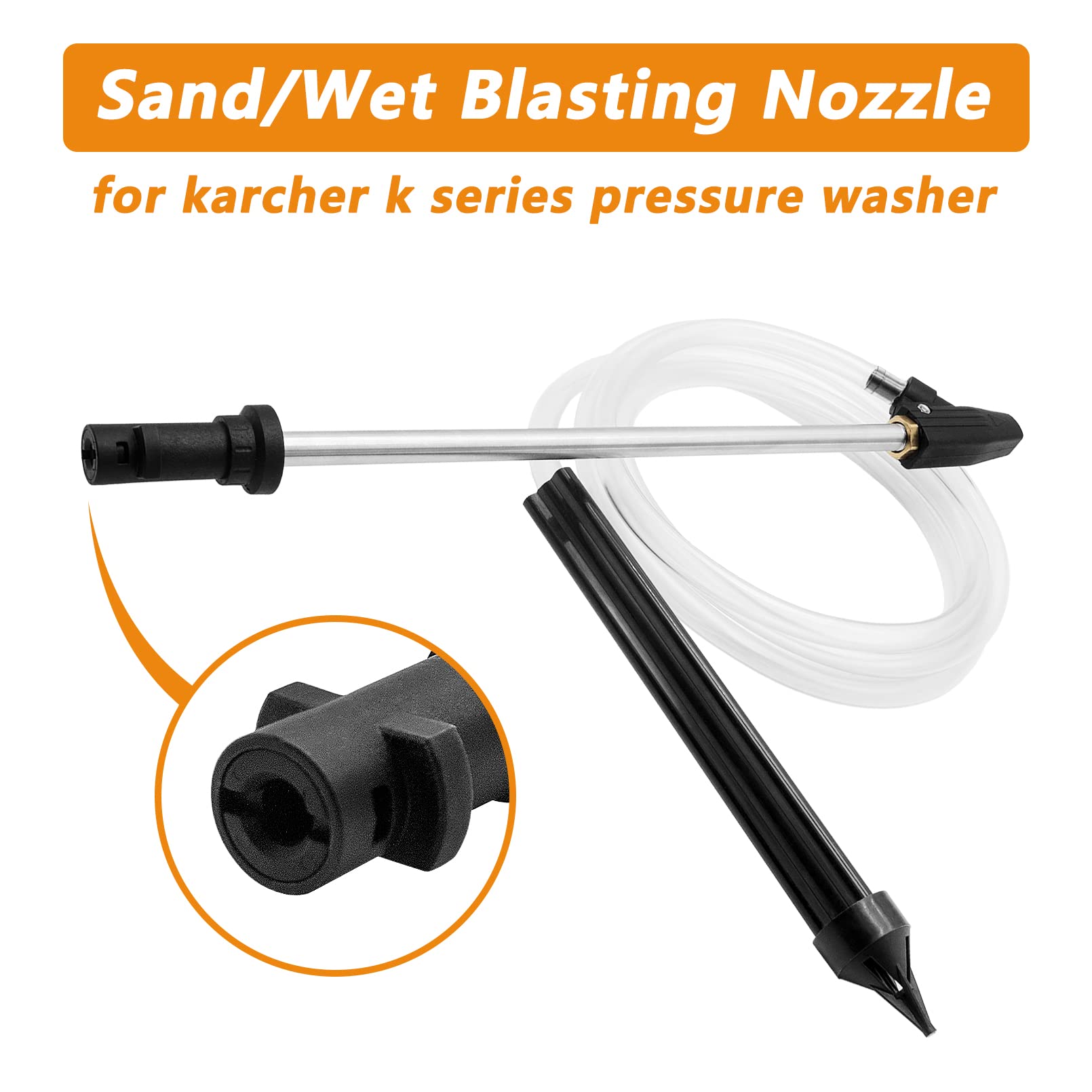 Image of High-pressure Car Wash Gun Is Suitable For -k7 Sandblasting Gun Nozzle/tube Length 275cm/stainless Steel Rod Length 460mm