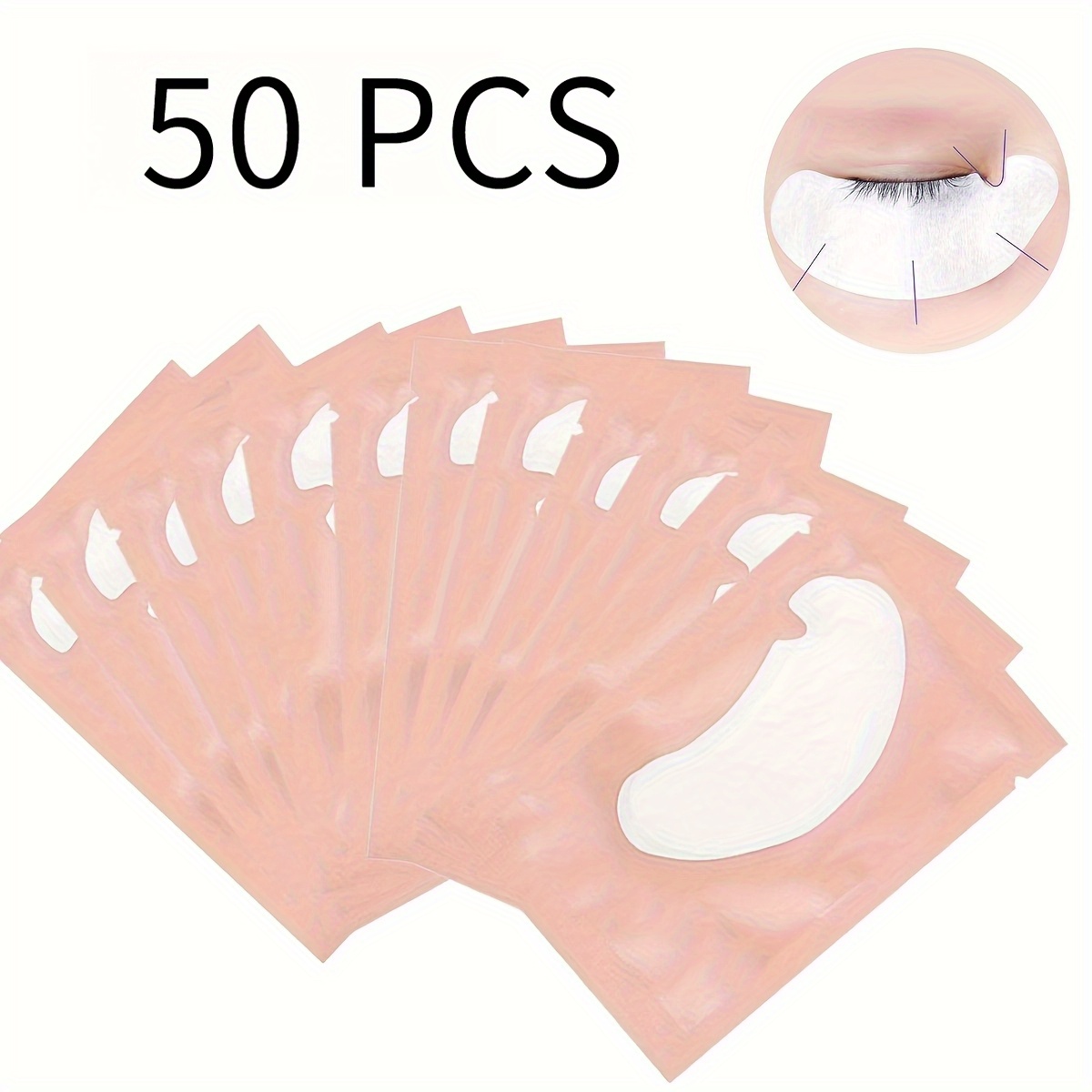 50 Patches Eyelash Extensions, Hydrogel Eyelash Patches, Lint-eye Gel Pads, Beauty Tools