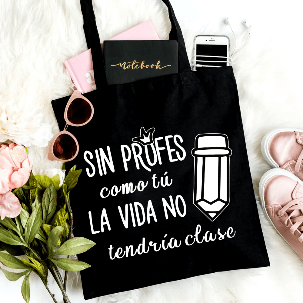 TEMU bolsa de para profesores de español que dice 'Sin profesores como tú, no tendría '. bolsa espaciosa, elegante y duradera adecuada para pícnic al