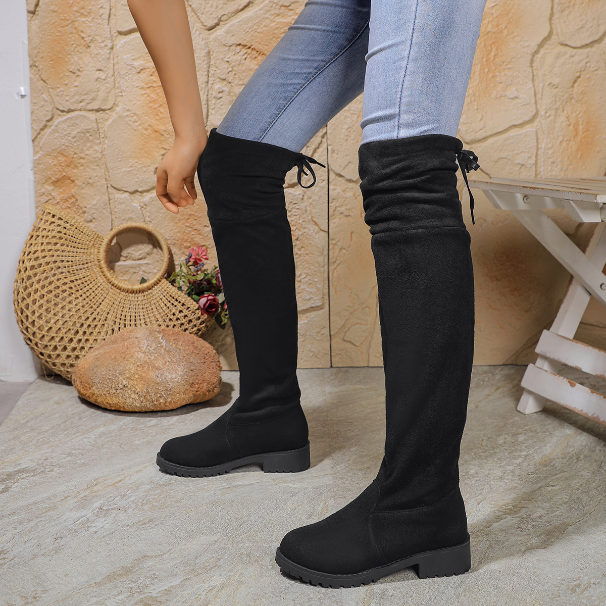 botas negras tacón medio mujer estilo elegante detalles Temu Uruguay