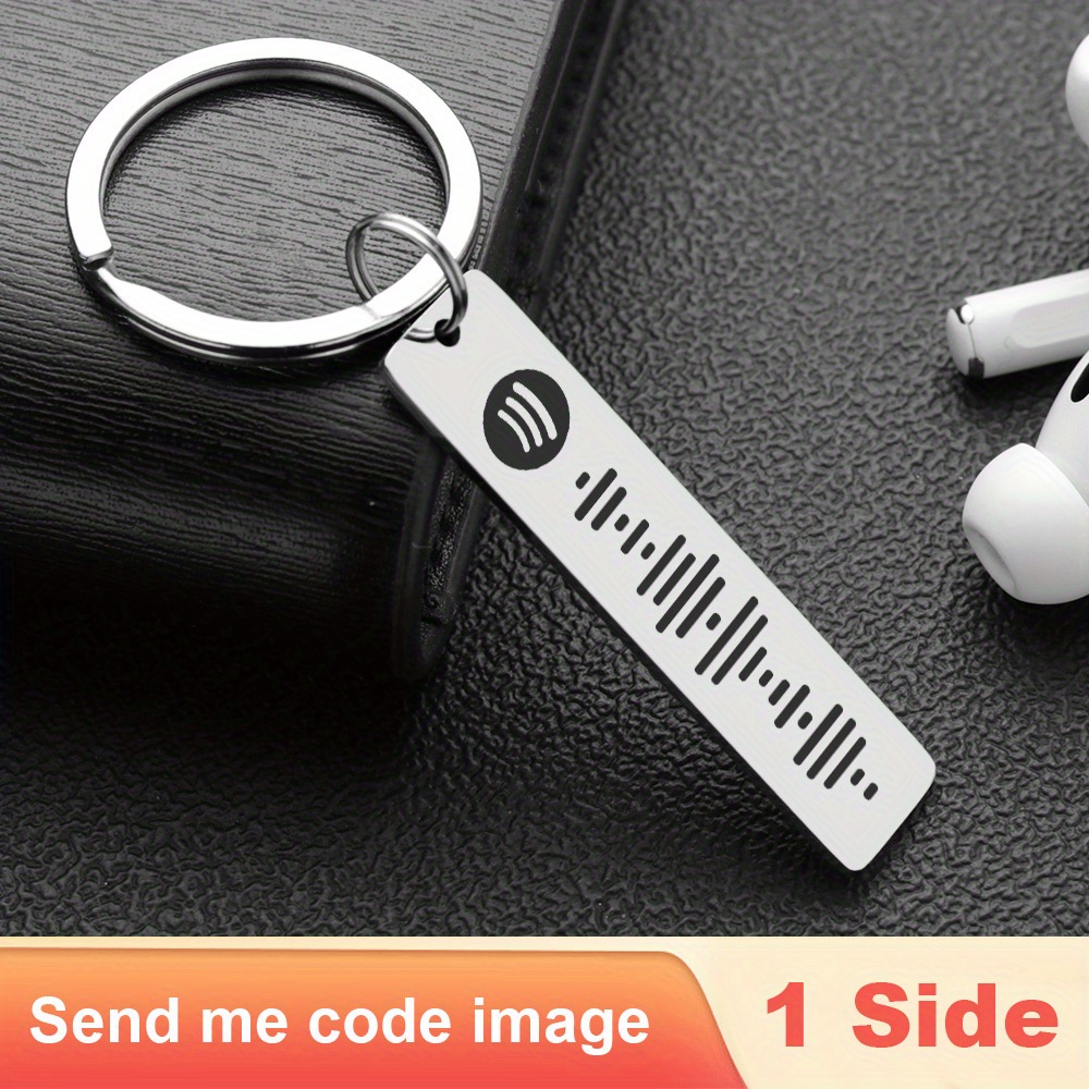 TEMU Stainless Steel Keychain Customizable With Music Code Supports Engraving Name/special Date Personalized Phrases Unique Gift For /love Ones