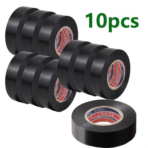 10 black pvc electrical tapes strong heat resistant durable suitable for wiring racket grips and for home use insulating and flame retardant tape essential for home decorative tape durable