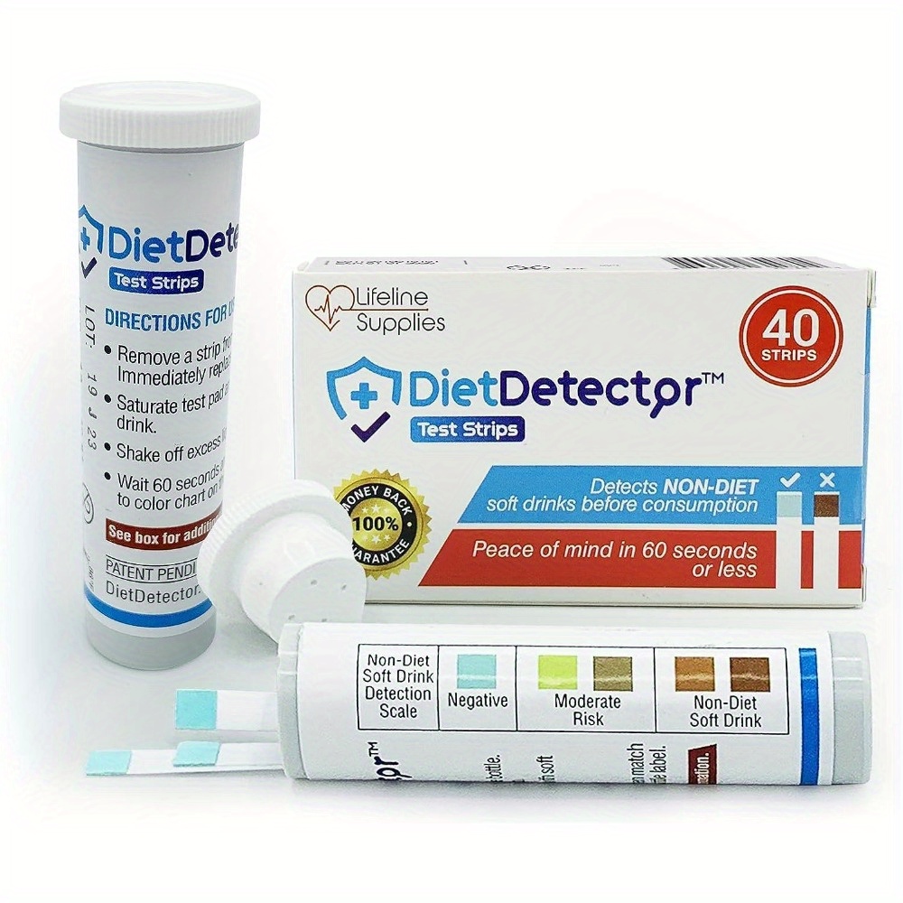 Detects Non-Diet Soft Drinks Before Accidental Consumption - A Must Have for Diabetics and The Health Conscious - 40 Strips Per Box
