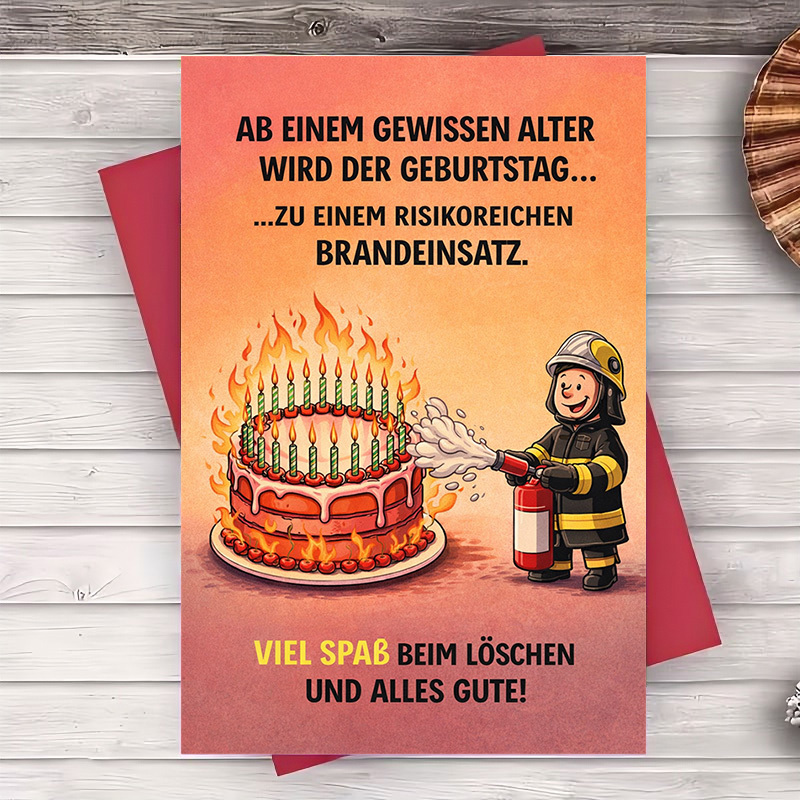 2pcs (one Envelope And 1 Greeting Card) Funny Birthday Card For Firefighters Or Fire Safety Fans Perfect For Celebrating Milestone Birthdays With Humor And Wishesgreeting Card