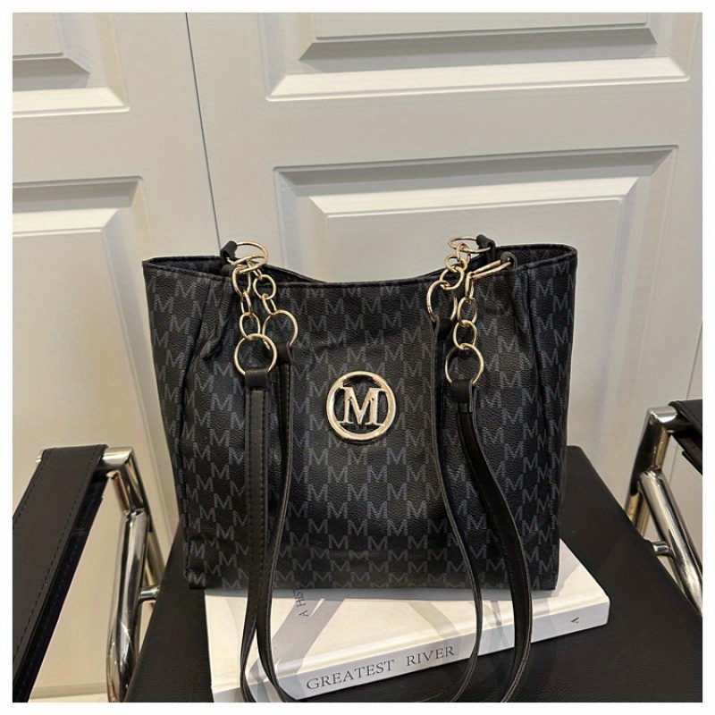 Image of Women's Pu Retro Character, Hardware Accessories, Large Capacity Spring Summer Travel Vacation Zipper Shoulder Bag, Crossbody Bag, Tote Bag, In