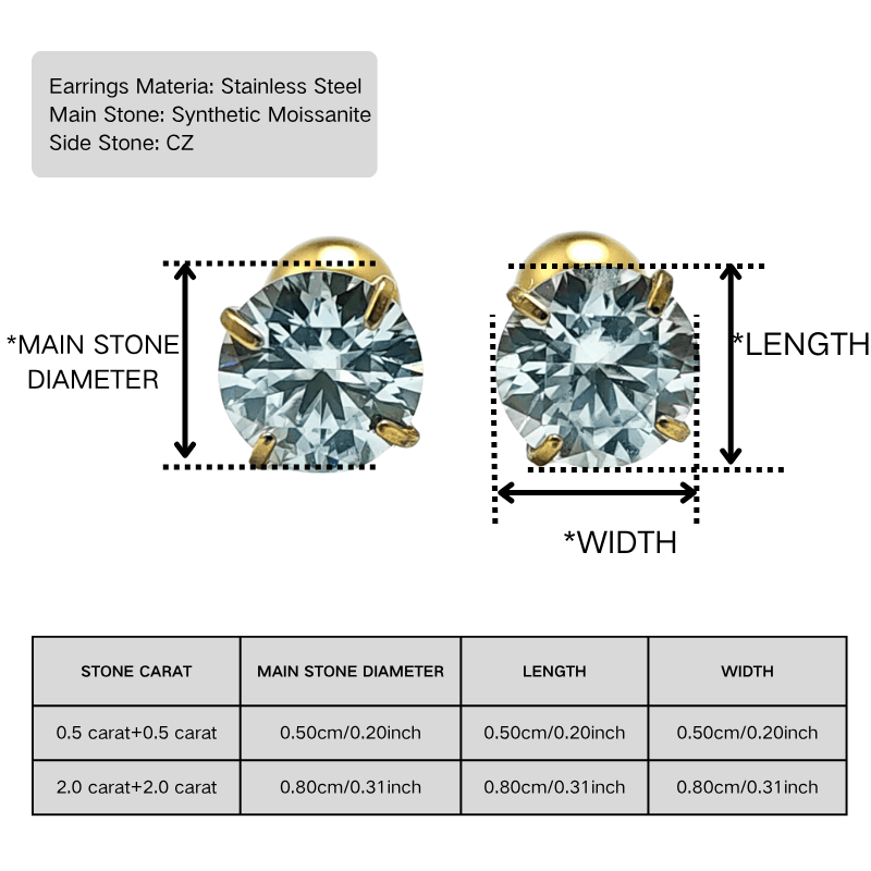 Unisex Light Blue Moissanite Stud Earrings, Stylish Gift