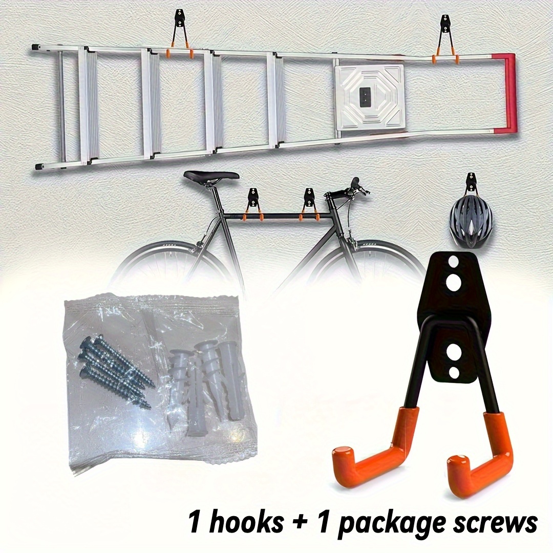 TEMU Heavy Duty Tool Hooks - & Workshop Organizer, Rust-proof Metal Construction, Space-saving Wall For Ladders, Bikes, Tools, Garage, Workshop,