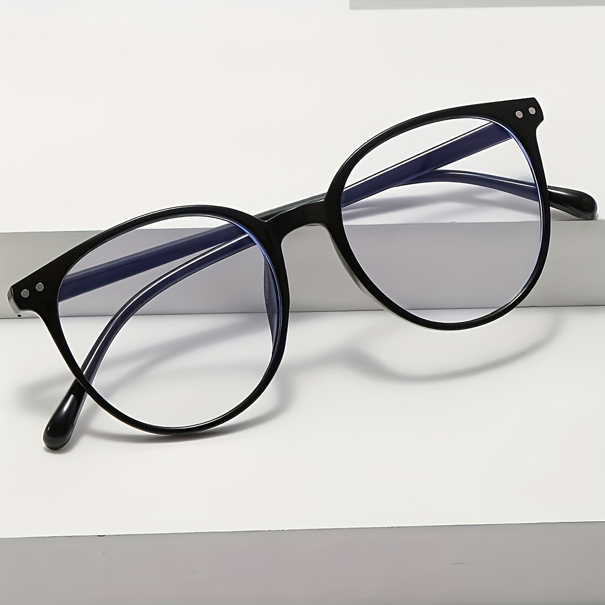 Women's Chic Oversized Round Frame Clear Lens Glasses - Retro Preppy Style, Durable Pc Material, Ideal For And Look, Eyewear Accessory