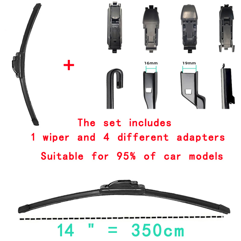 TEMU 1pc Windshield Wiper Blade + 4pcs Adapter Set Car Wiper Blade, Premium Rubber Design Wiper Clear Silent Durable Automatic Replacement Windshield