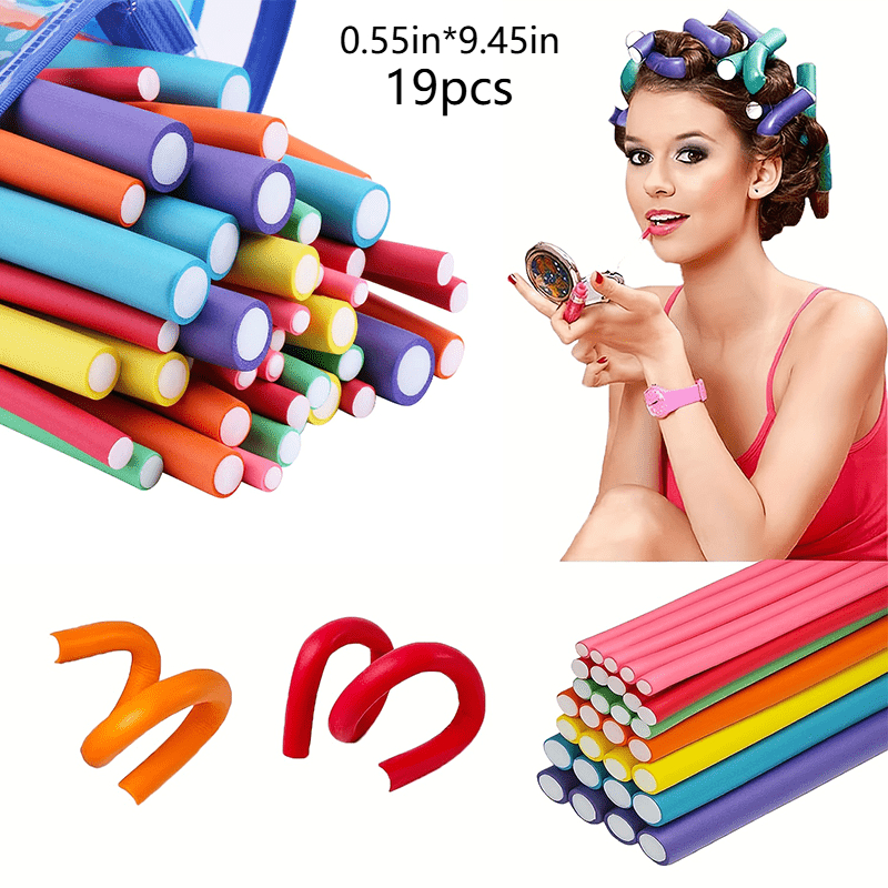 Heatless Curling Rods Set - No Heat Foam Hair Rollers For Short/long Hair () - Safe Overnight Curling Kit For Women/men, Travel-friendly Hair Styling Tools Random Color