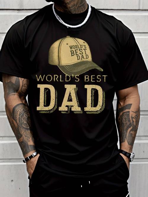 mens crew neck t shirt casual trendy dad cap print suitable for adult mens daily wear fathers day gift mens fashion