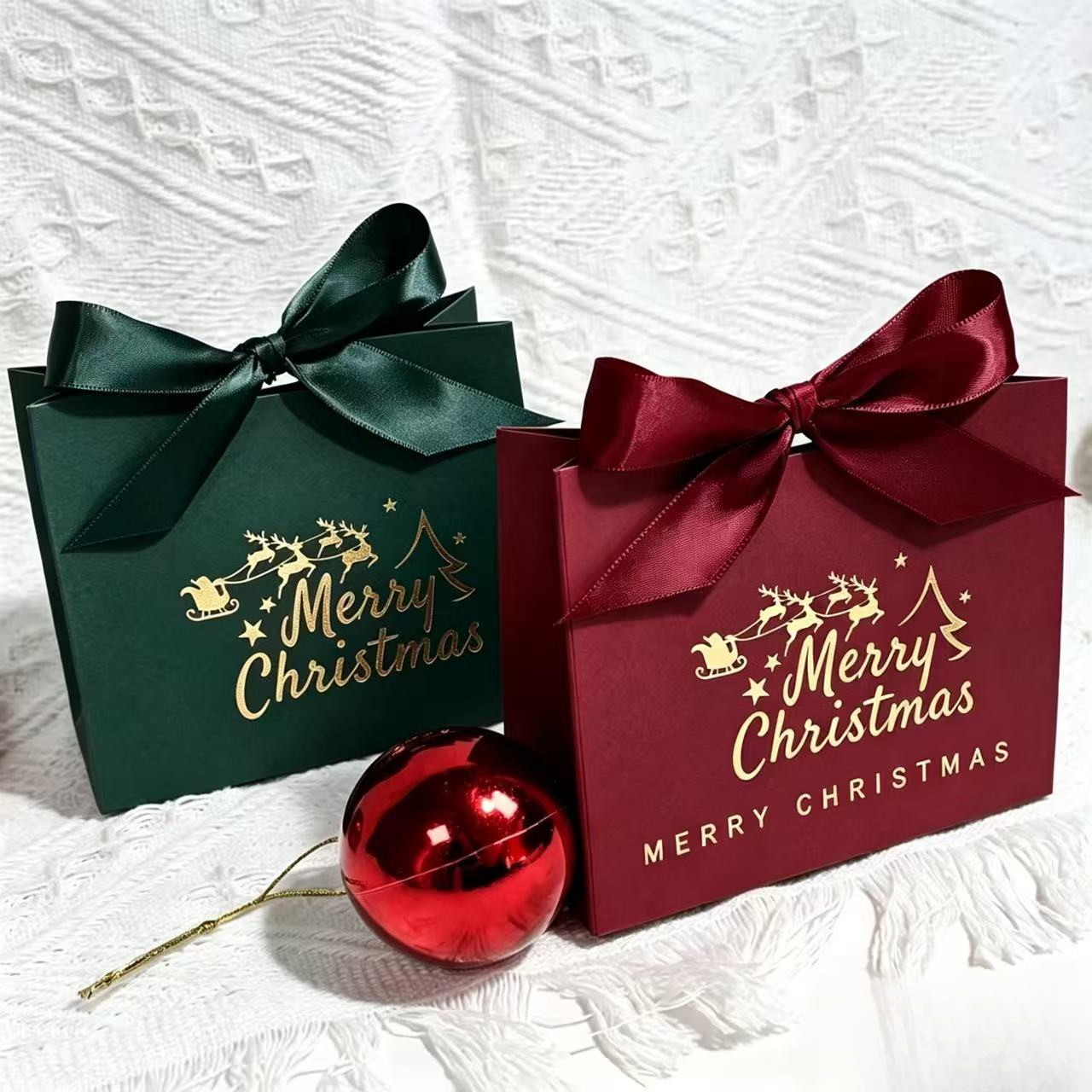 8pcs Elegant Christmas Gift Boxes with Golden Foil