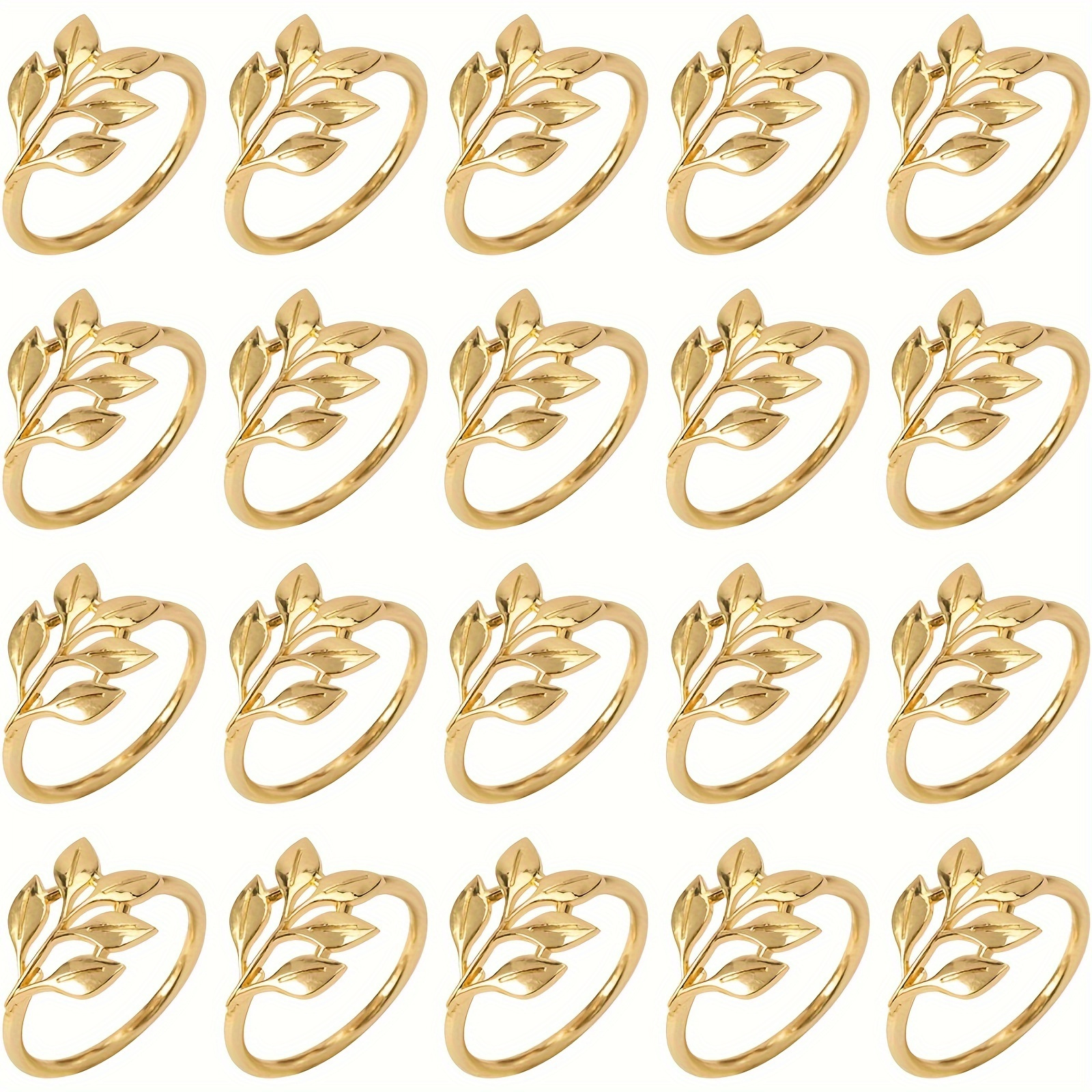TEMU [elegant Napkin Rings] 20pcs Elegant Golden Napkin Rings| Durable Alloy, Heat& Cold Resistant With For Weddings, Parties, And