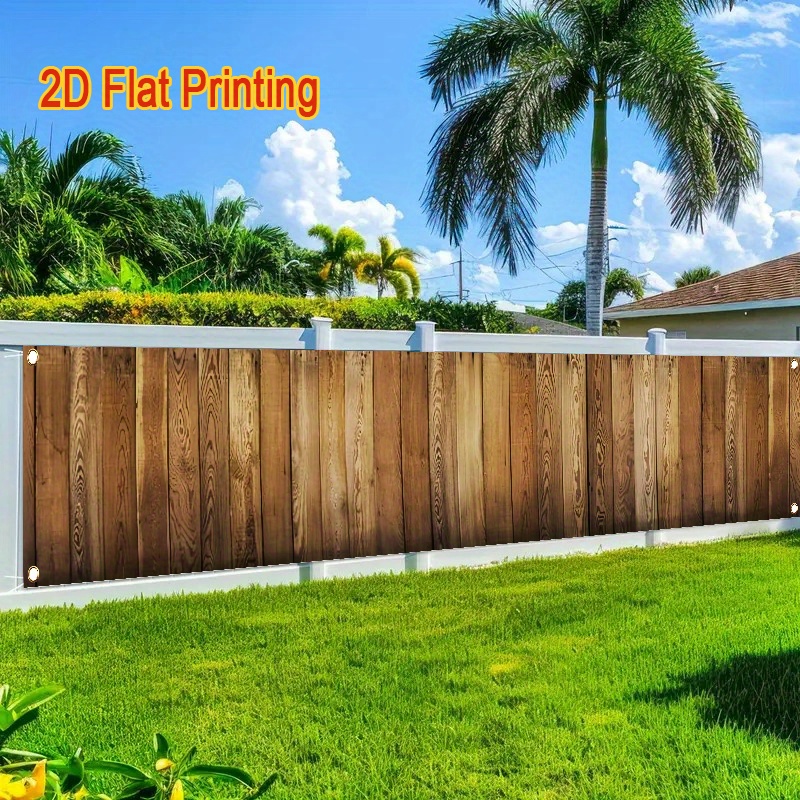 TEMU 2d Flat - 2d Flat - 2d Flat 1pc, Wooden Fence Themed Fence Banner, Wooden Fence Background Decoration Courtyard Banner Banner, Outdoor Lawn And